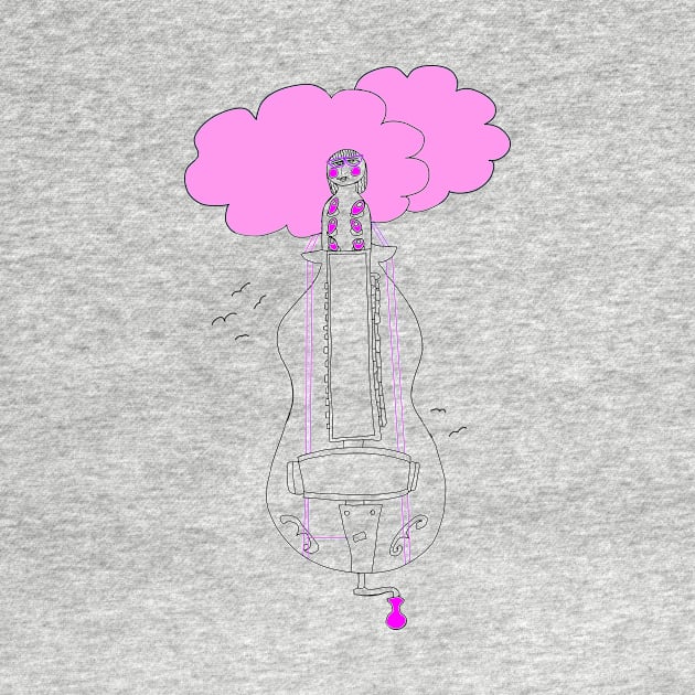 Pink Hurdy-gurdy Head in the Clouds by inkle